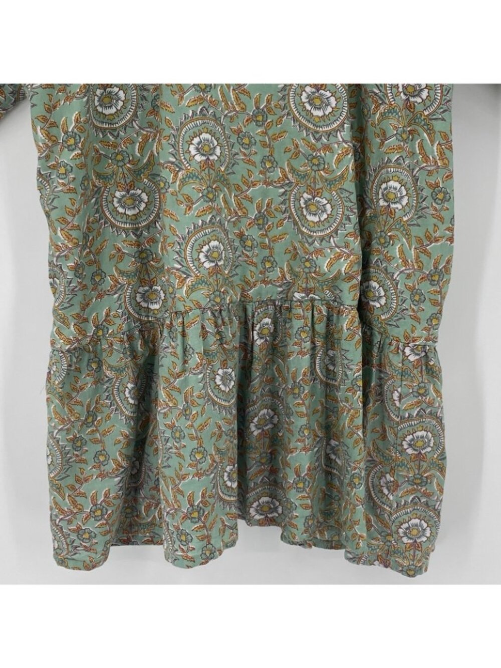 Just Darviny Size XL Megan Green Floral Block Print Tunic Dress Cotton - Picture 14 of 15